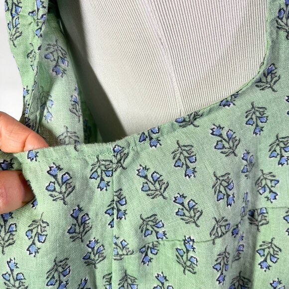 J. Jill Pure Jill Linen Size XL Sleeveless Tunic Top Green Floral Block Print - Picture 3 of 11
